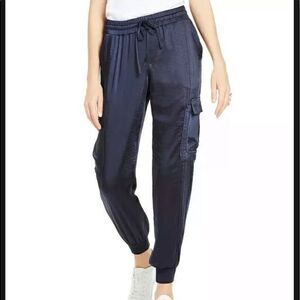 INC International Concepts Women's Solid Utility Joggers Navy Size X Large